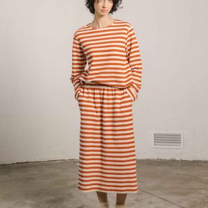 Falda midi estampado de rayas