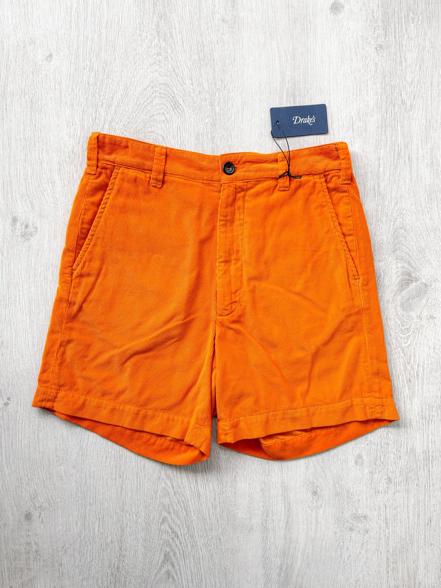 Drake's Fatigue Orange Cotton Corduroy Needlecord Shorts - Imagen 2