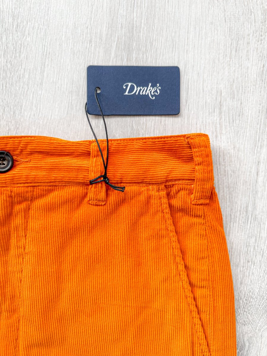 Drake's Fatigue Orange Cotton Corduroy Needlecord Shorts - Imagen 5