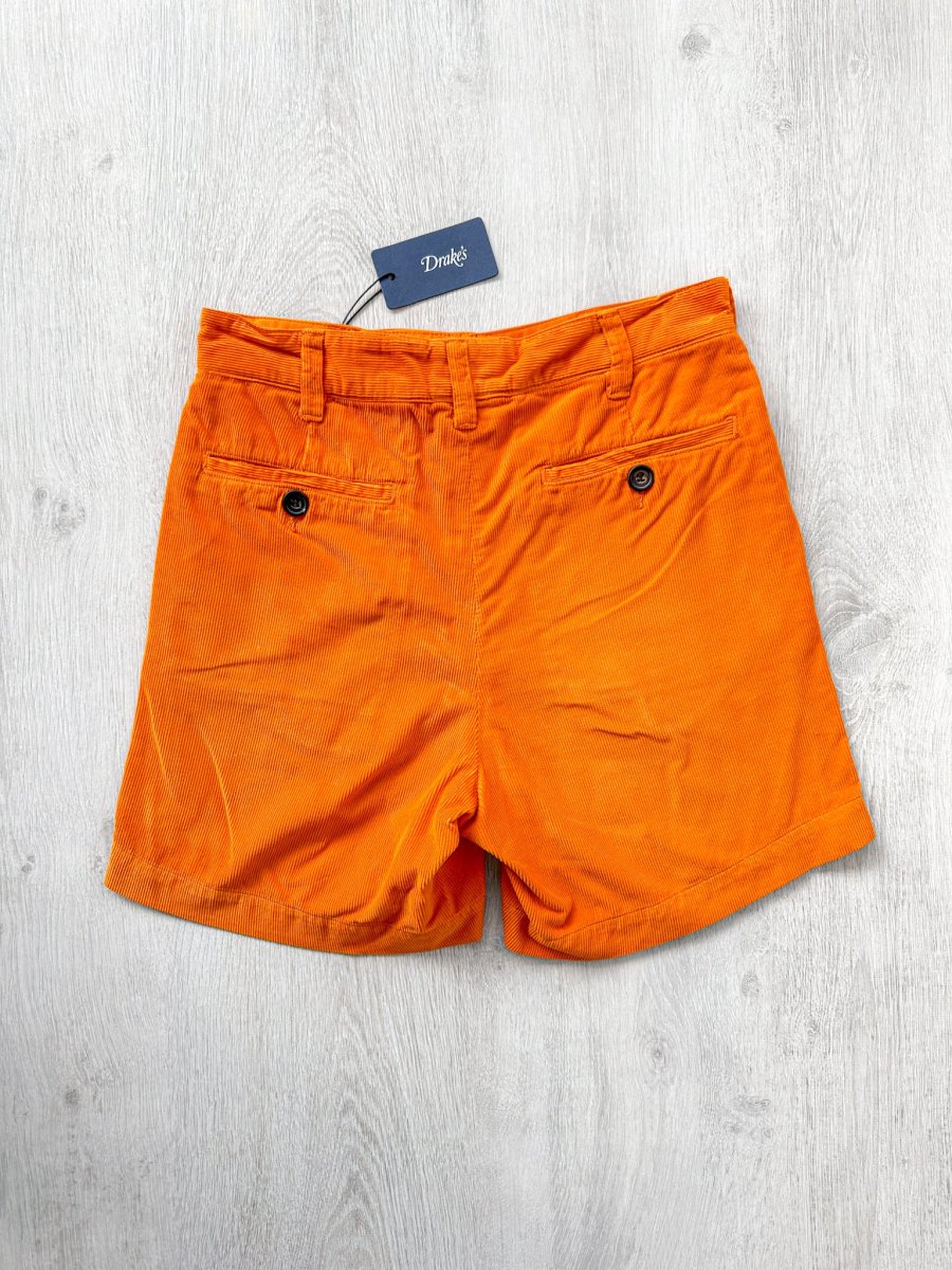 Drake's Fatigue Orange Cotton Corduroy Needlecord Shorts - Imagen 6