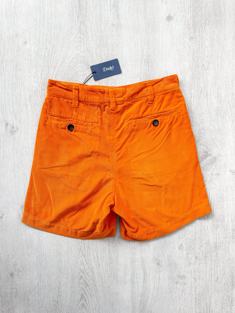 Drake's Fatigue Orange Cotton Corduroy Needlecord Shorts - Imagen 3