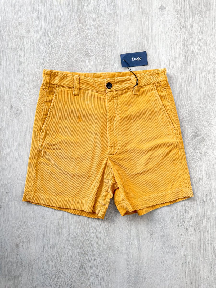 Drake's Fatigue Mustard Yellow Cotton Corduroy Needlecord Shorts