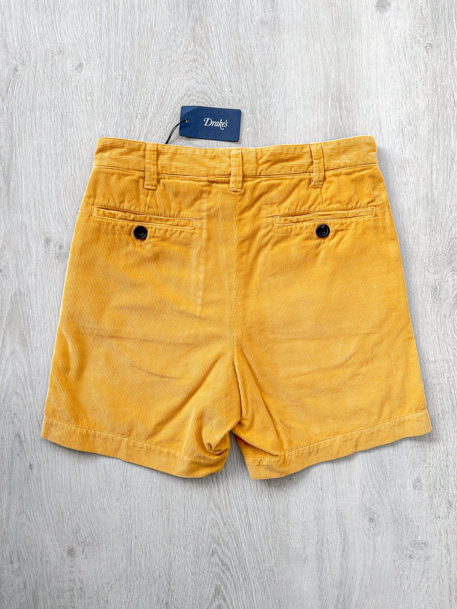 Drake's Fatigue Mustard Yellow Cotton Corduroy Needlecord Shorts - Imagen 3