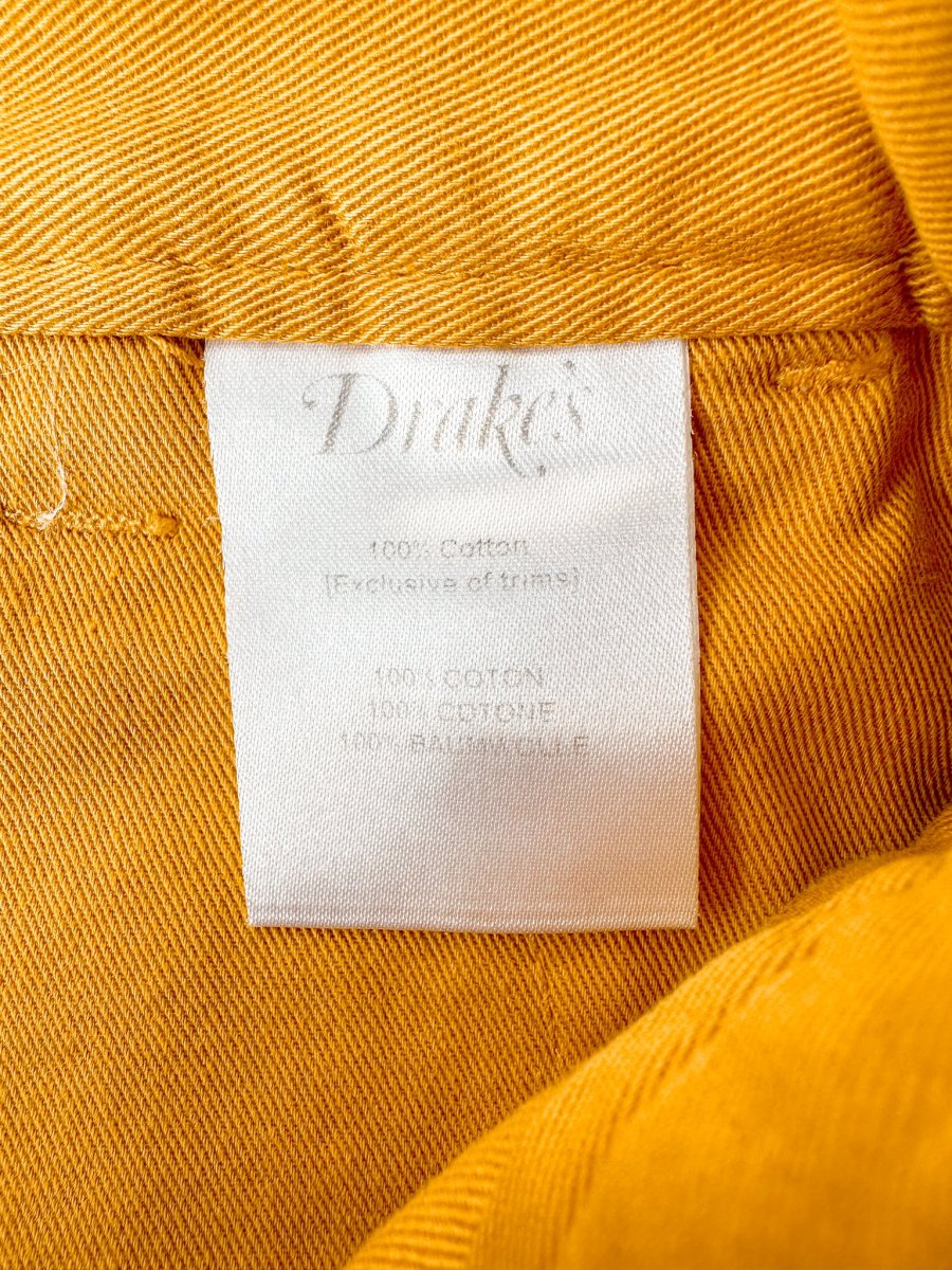 Drake's Fatigue Mustard Yellow Cotton Corduroy Needlecord Shorts - Imagen 5