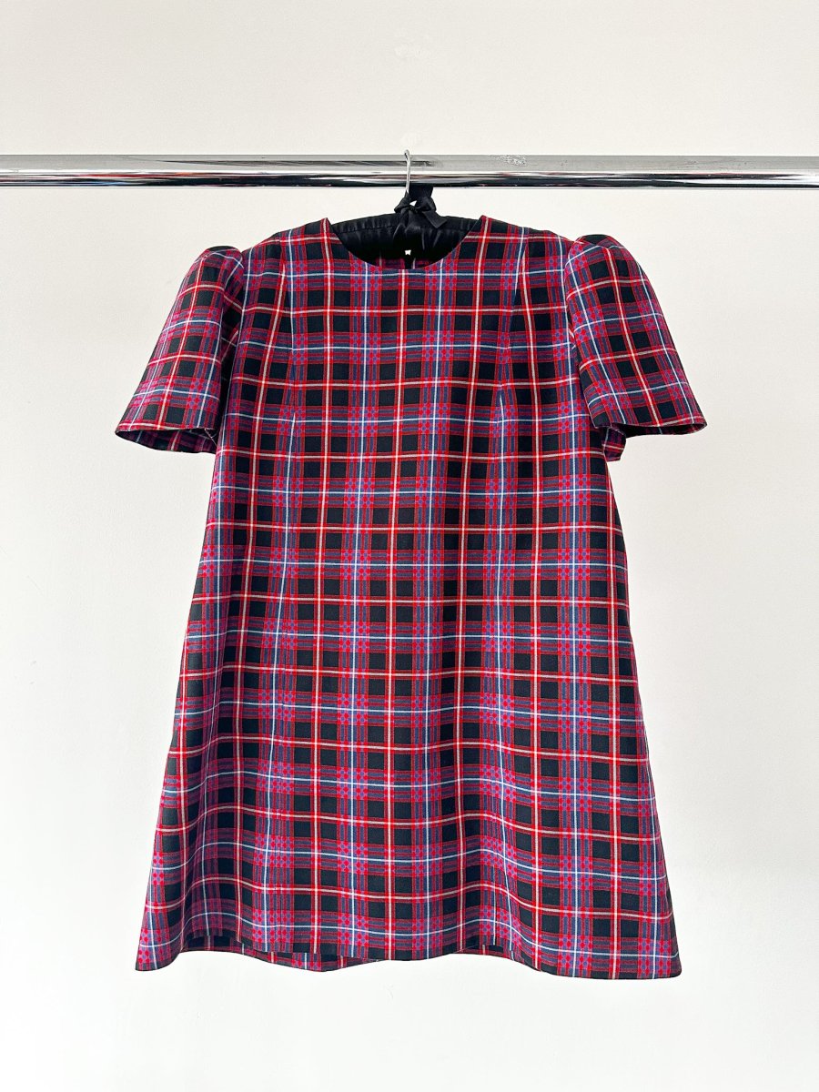 The Vampire's Wife The Wilma Red Tartan Plaid Check Print Shift Dress - Imagen 3