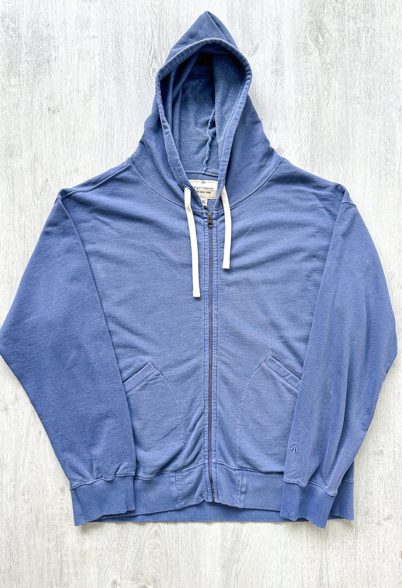 Nigel Cabourn Embroidered Broad Arrow Zip Hoody in Blue
