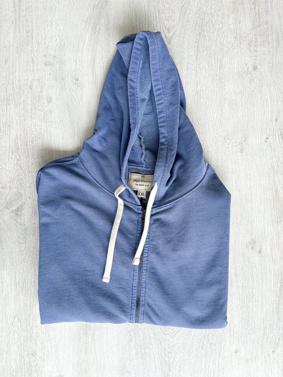 Nigel Cabourn Embroidered Broad Arrow Zip Hoody in Blue - Imagen 9