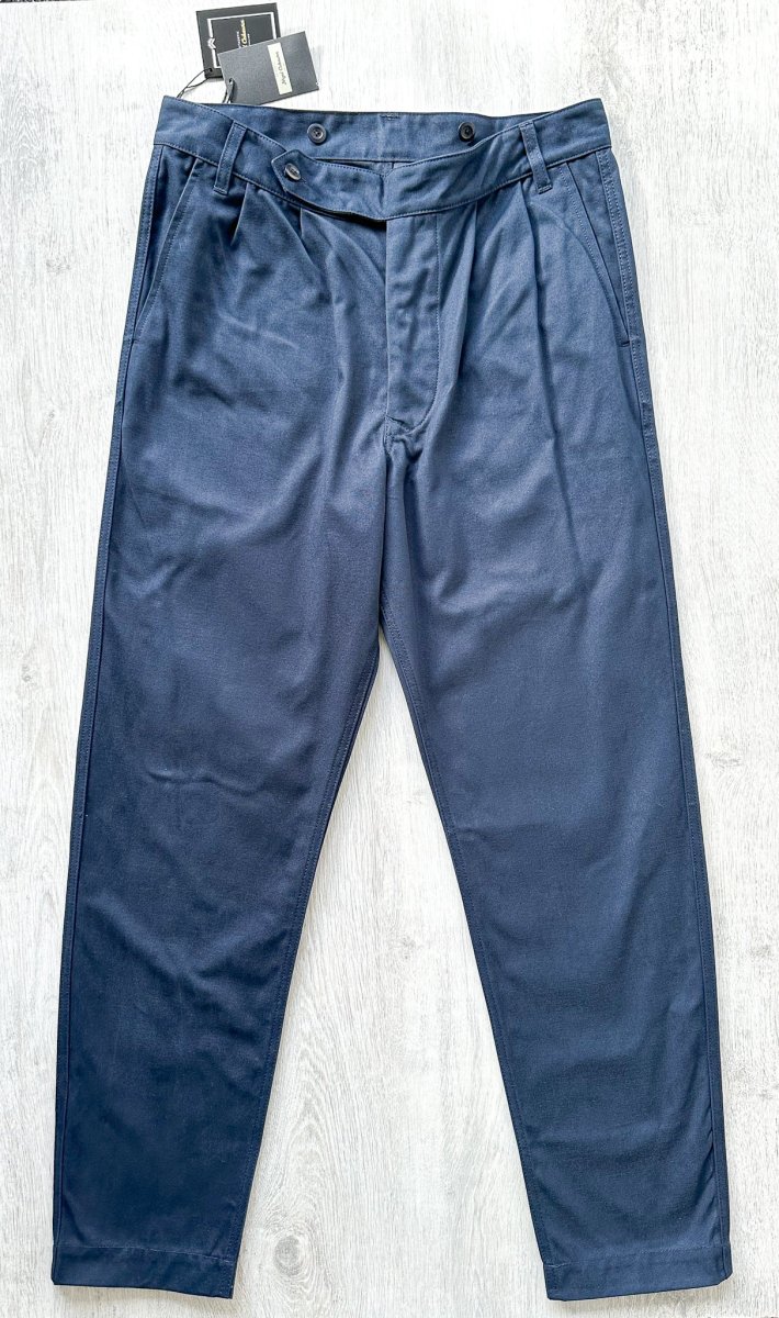 Nigel Cabourn Chino Navy Blue P-2 Slim Tapered Drill Pants Trousers - Imagen 2