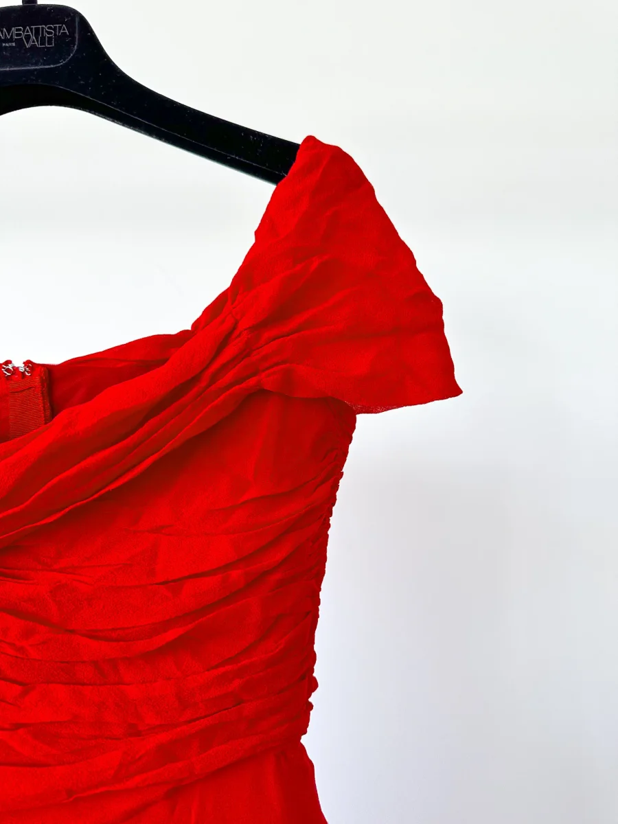 Giambattista Valli Red Sweetheart Neck Tulle Dress - Imagen 5