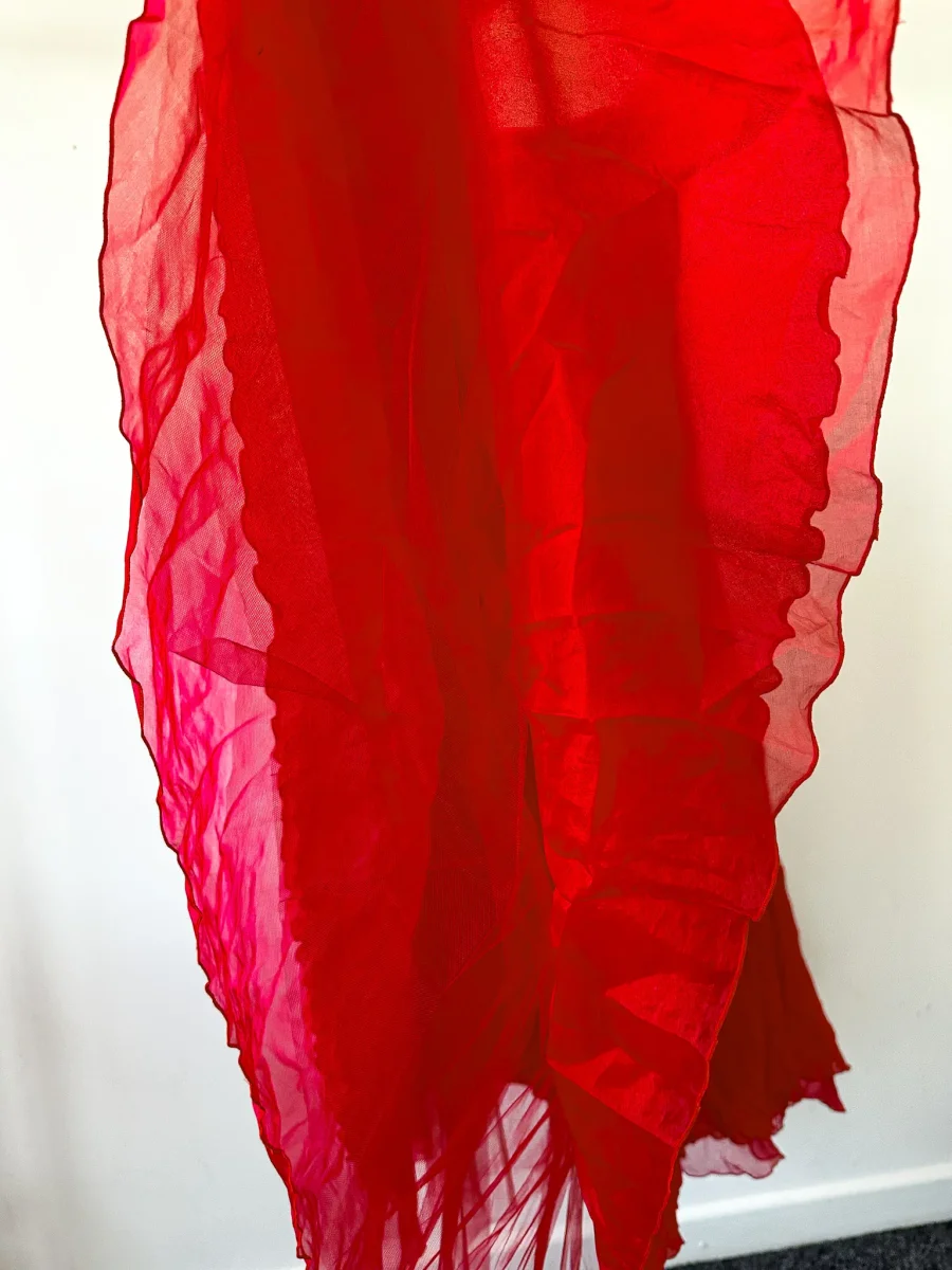 Giambattista Valli Red Sweetheart Neck Tulle Dress - Imagen 7