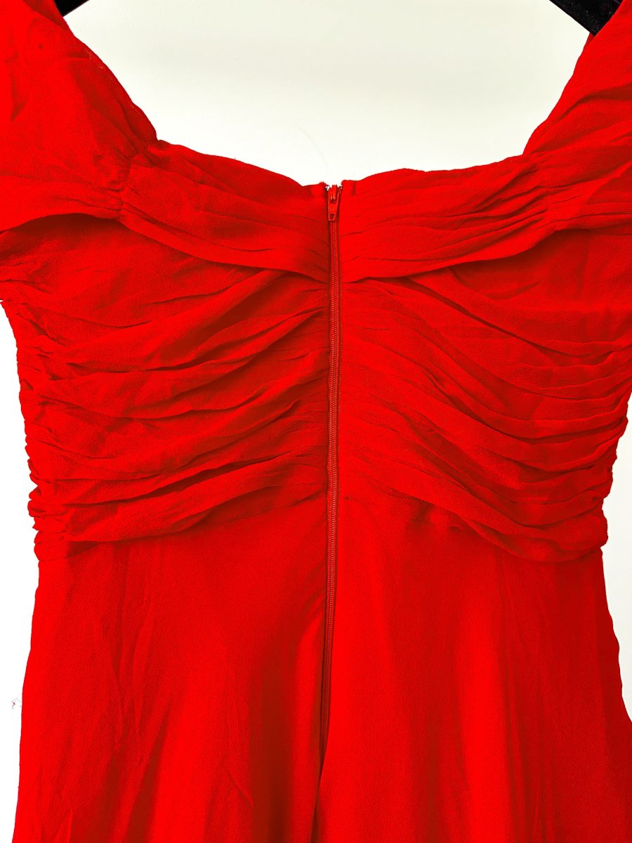 Giambattista Valli Red Sweetheart Neck Tulle Dress - Imagen 9