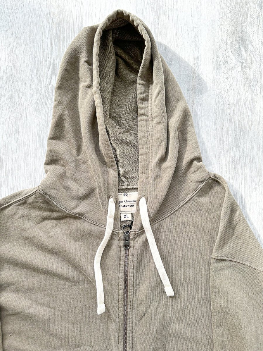 Nigel Cabourn USMC Green Embroidered Arrow Zip Hoodie Jacket - Imagen 3