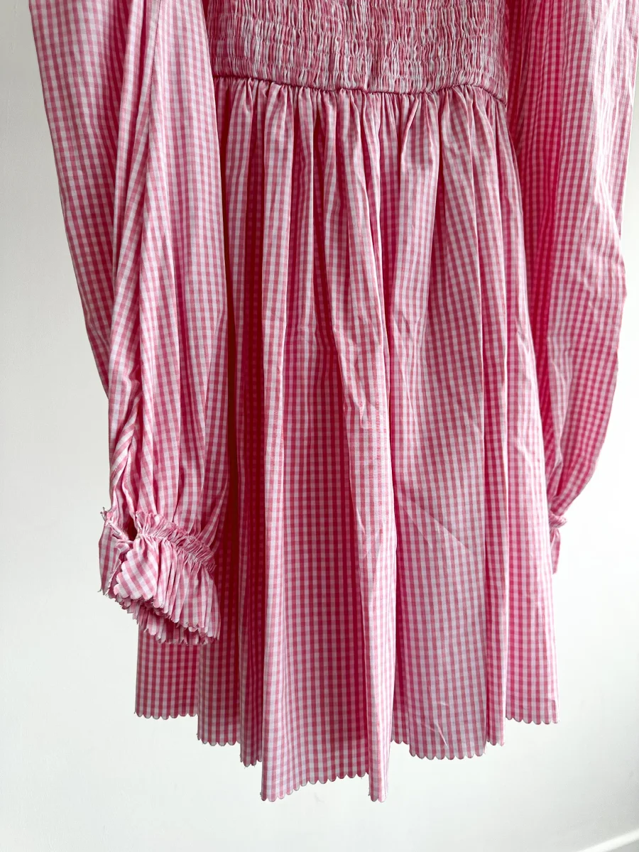 The Vampire's Wife The Straw Girl Pink White Gingham Check Mini Dress - Imagen 9