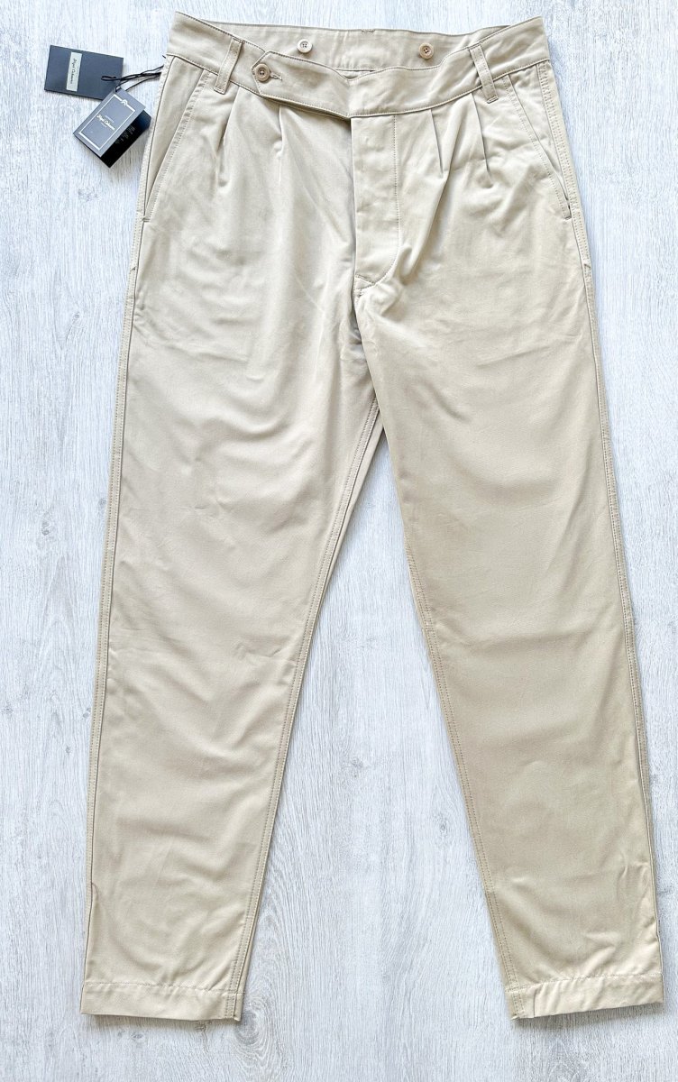 Nigel Cabourn Chino Beige P-2 Slim Tapered Pants Trousers - Imagen 2