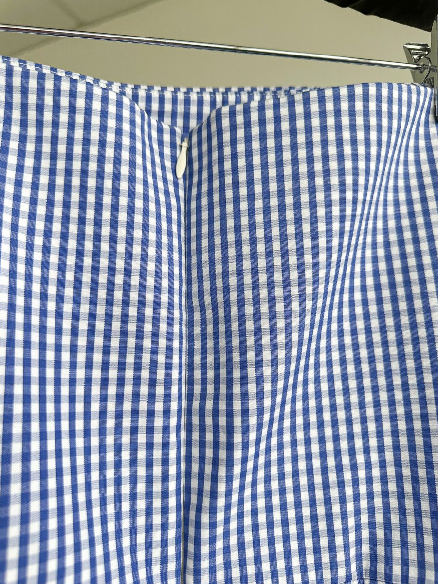 The Vampire's Wife The Good Witch Blue Gingham Flared Strapless Midi Dress - Imagen 7