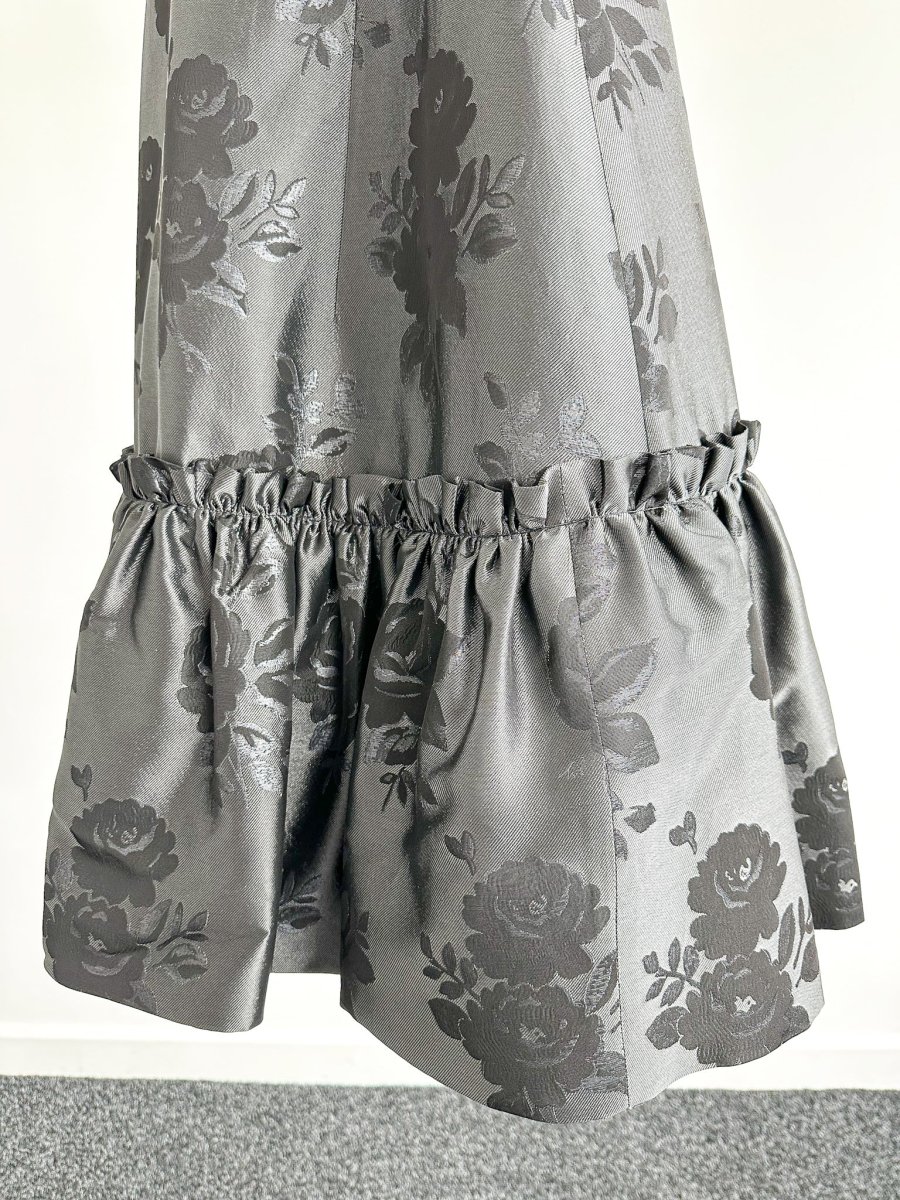 The Vampire's Wife Endurance Black Floral Jacquard Satin Strapless Evening Dress - Imagen 9
