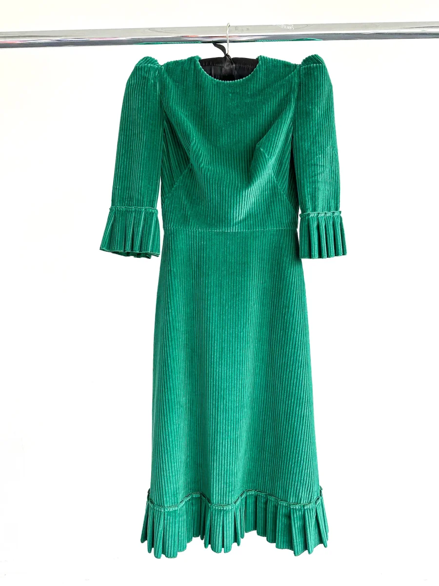 The Vampire's Wife Emerald Green Festival Jumbo Cord Day Length Dress - Imagen 3