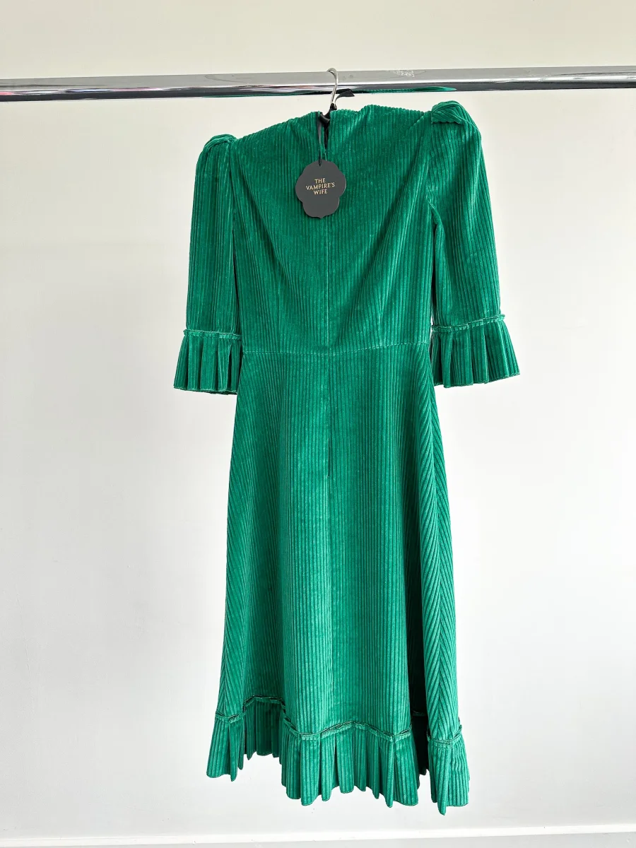 The Vampire's Wife Emerald Green Festival Jumbo Cord Day Length Dress - Imagen 4