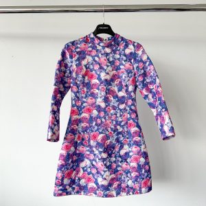 Dolce And Gabbana Floral Brocade Long Sleeve Dress