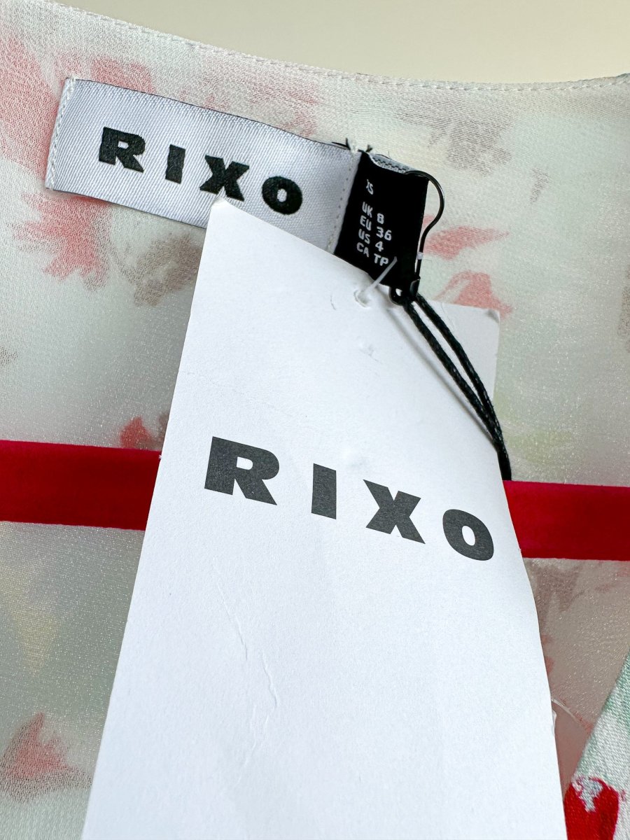 Rixo London Jules Poppies Floral Print Button Front V-Neck Summer Mini Dress - Imagen 4