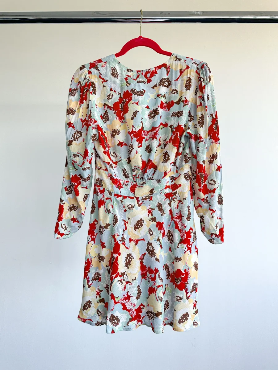Rixo London Jules Poppies Floral Print Button Front V-Neck Summer Mini Dress - Imagen 8