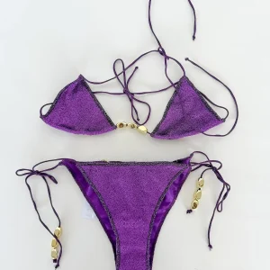 Oseree Purple Glitter Bikini Set Glazed Lumiere