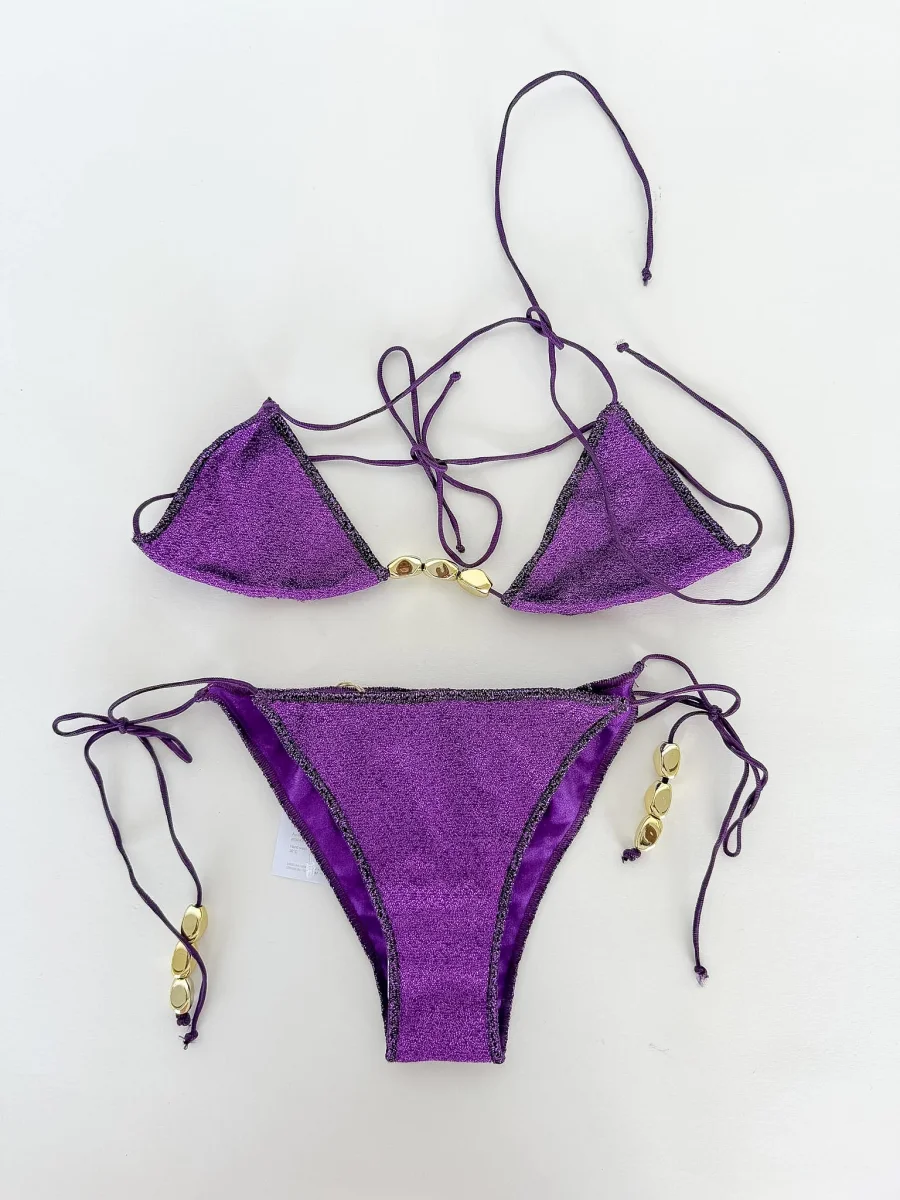 Oseree Purple Glitter Bikini Set Glazed Lumiere - Imagen 2