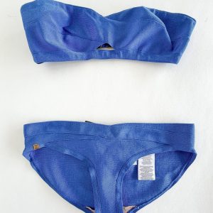 HERVE LEGER Loretta Blue Bandage Bathing Suit Bikini Set