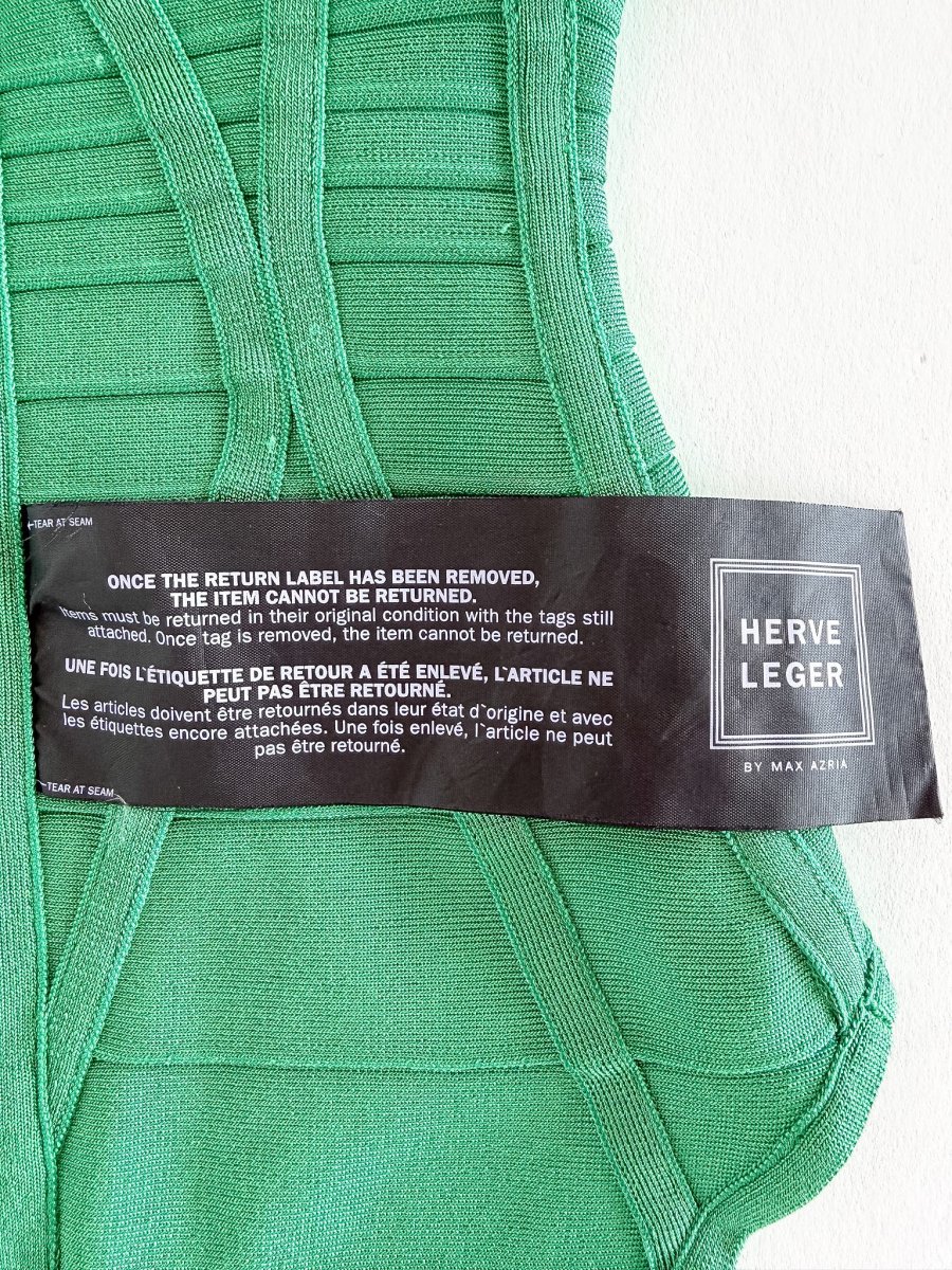 HERVE LEGER Emmalie Green Bandage Halterneck Club Party Swimsuit - Imagen 5