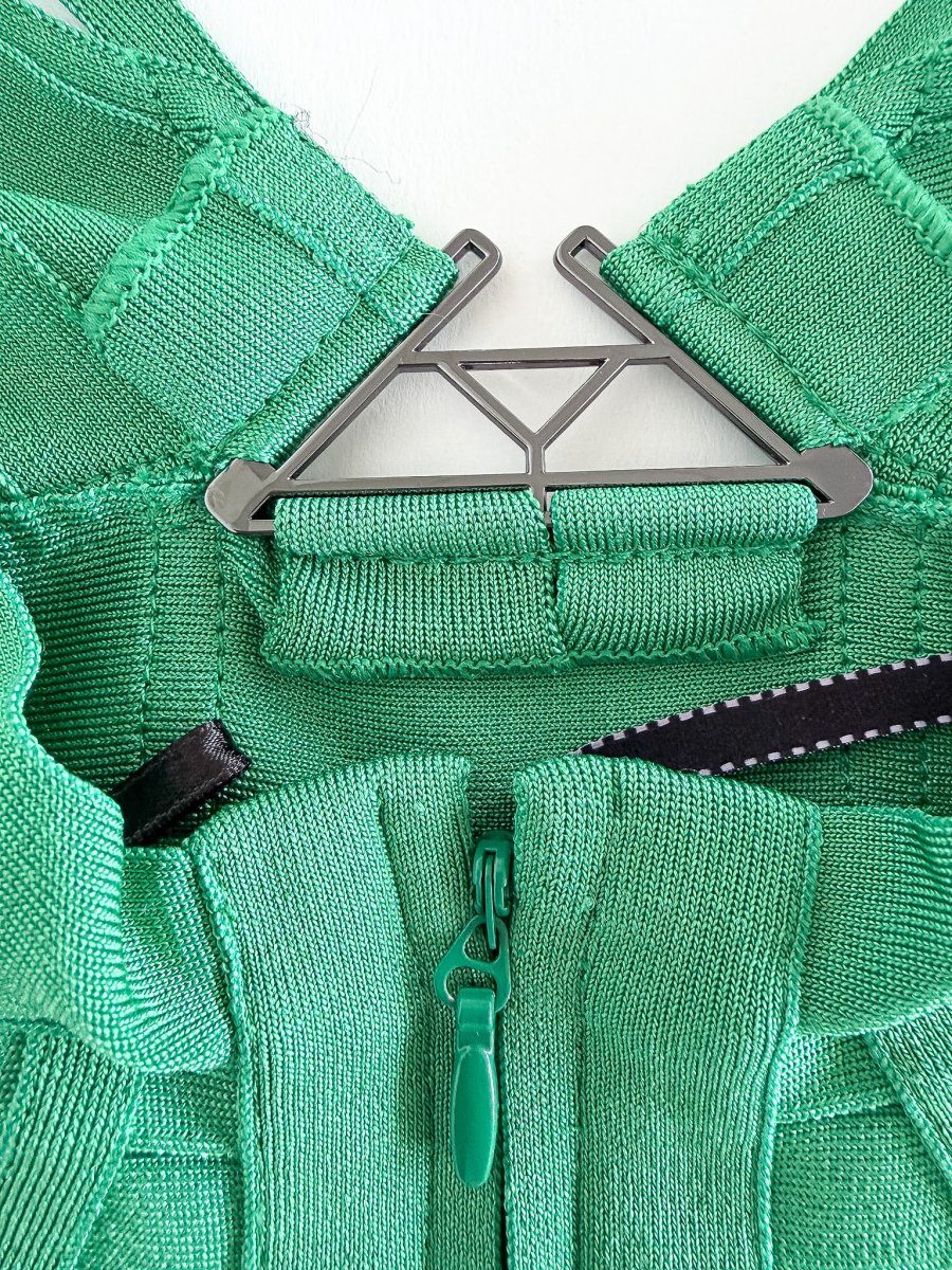 HERVE LEGER Emmalie Green Bandage Halterneck Club Party Swimsuit - Imagen 6