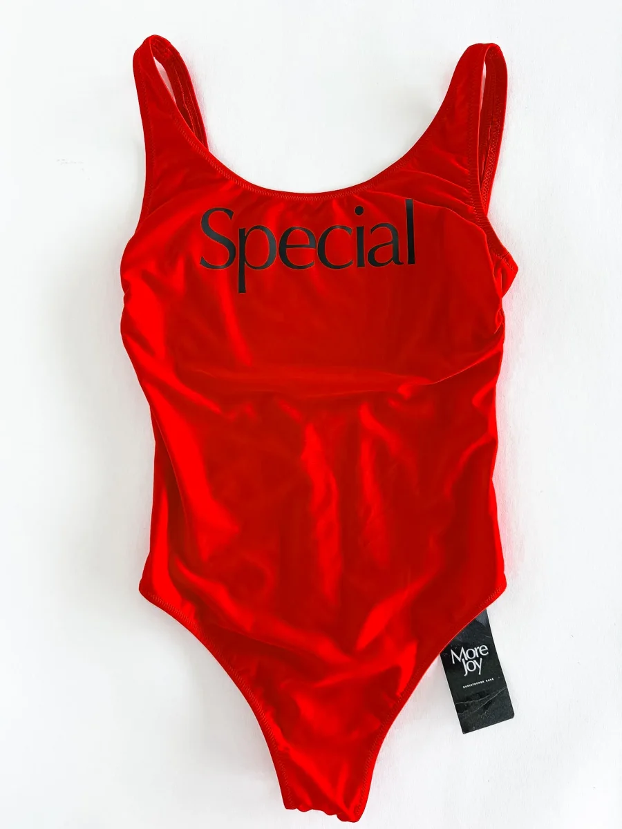 More Joy Christopher Kane Red Special Swimsuit Low Back Cheeky