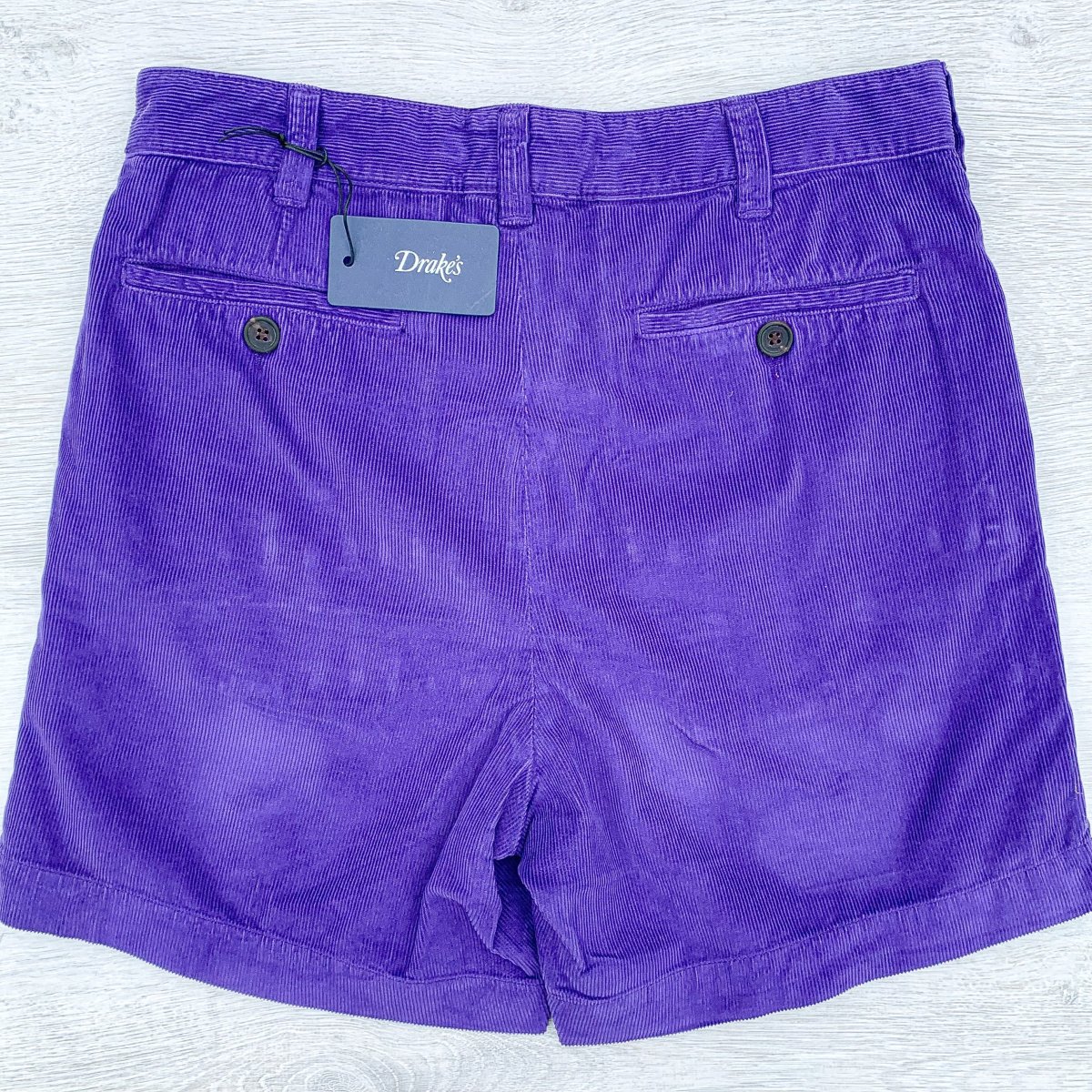 Drake's Purple Needle Cord Cotton Corduroy Chino Shorts - Imagen 3