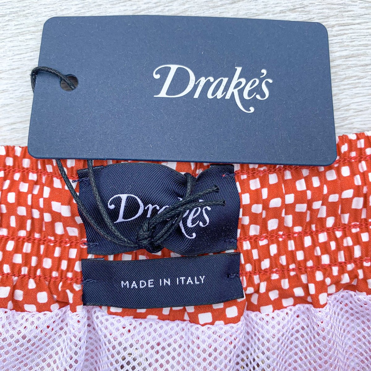 Drake's Coral Pink Swim Shorts In Check Print - Imagen 4