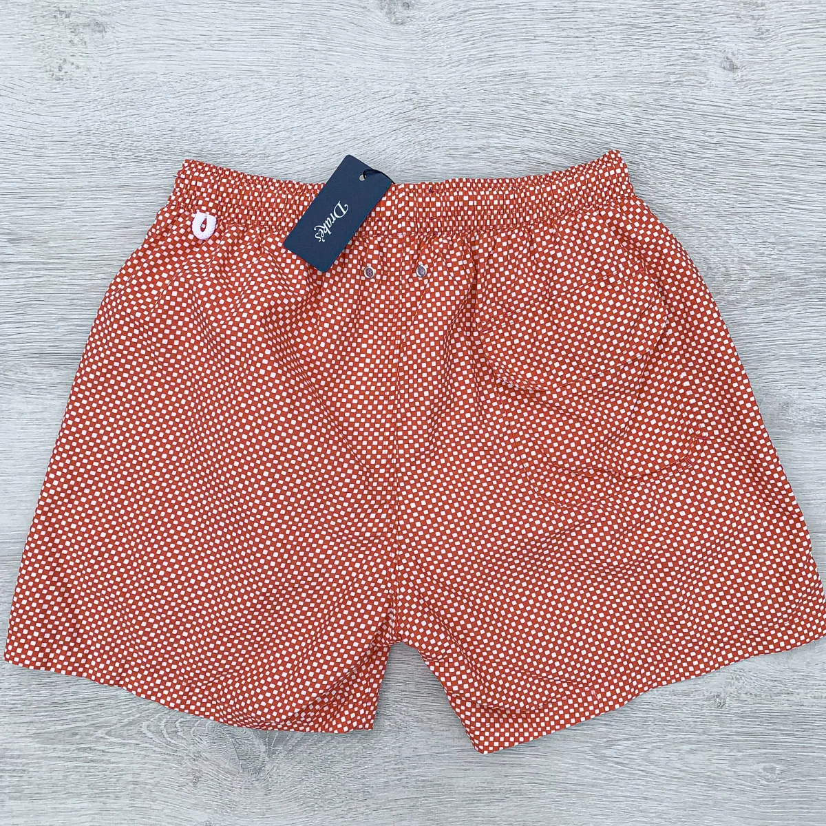 Drake's Coral Pink Swim Shorts In Check Print - Imagen 3