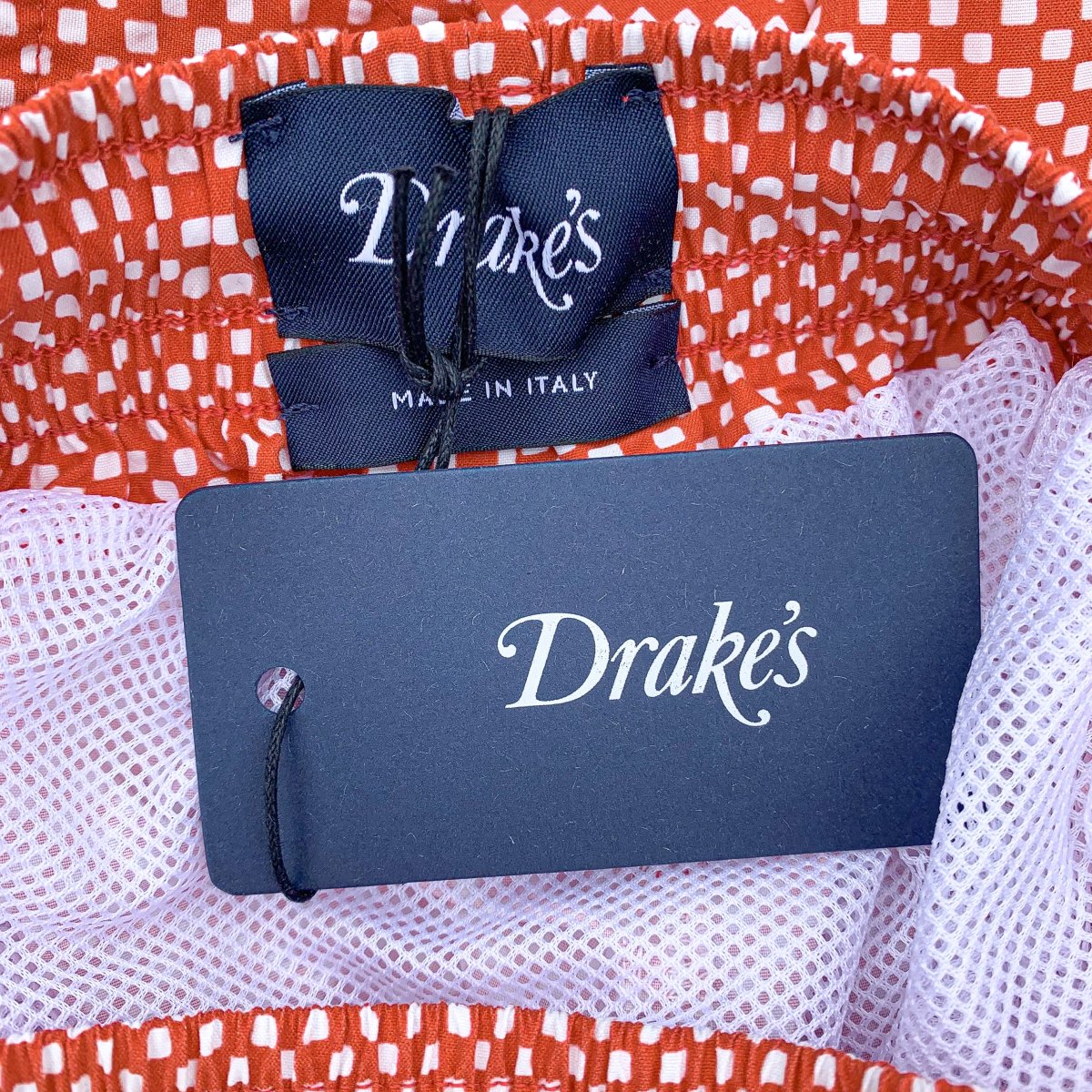 Drake's Coral Pink Swim Shorts In Check Print - Imagen 5