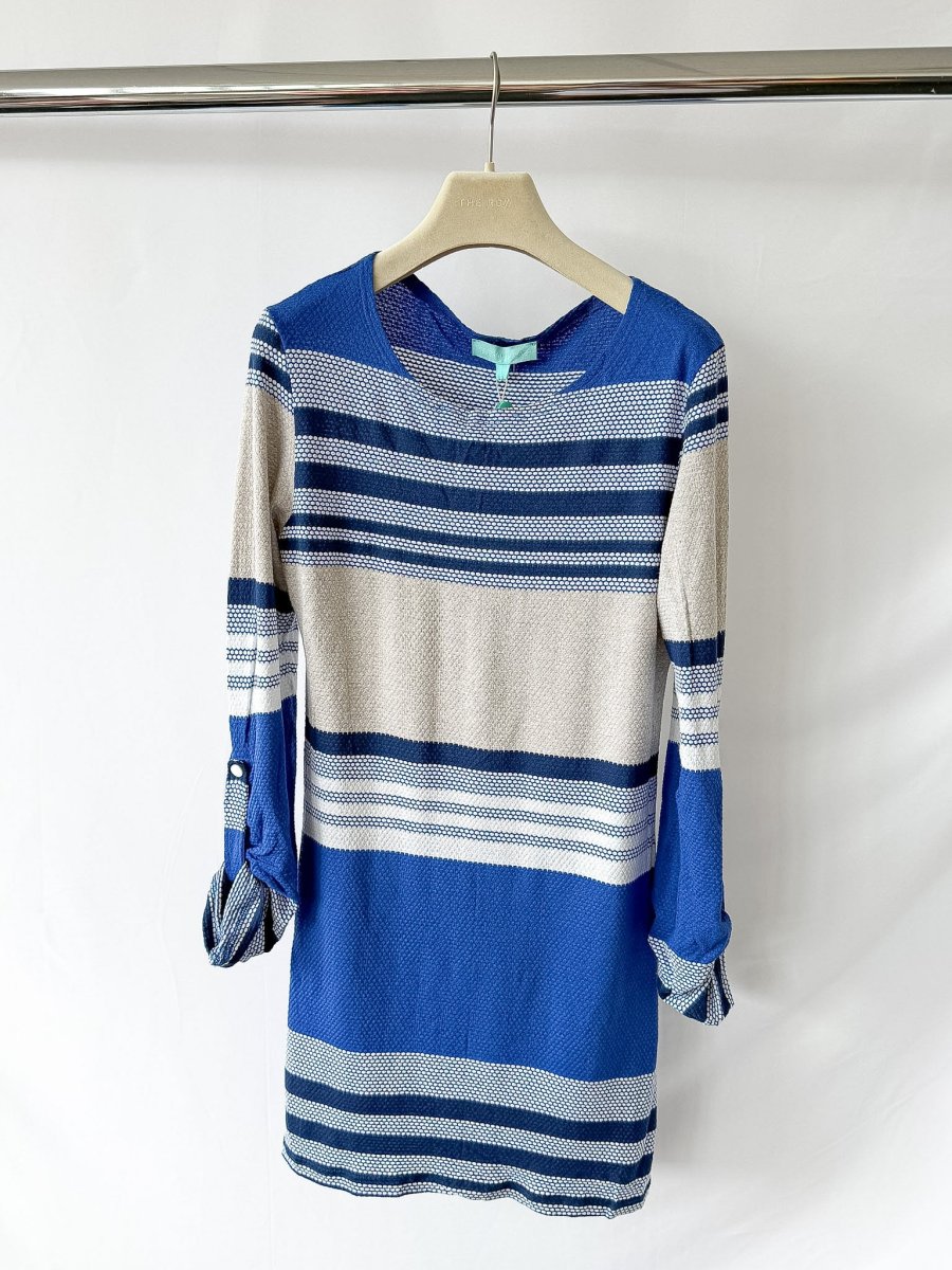 Melissa Odabash Maddie Blue Nautical Striped Dress - Imagen 6