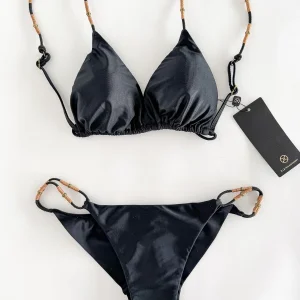 Vix Paula Hermanny Triangle Bikini Set Black Roped Detailing