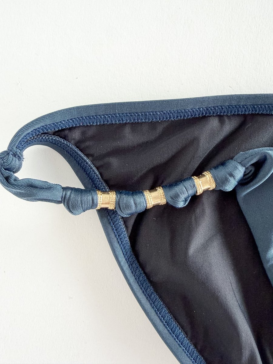 Vix Paula Hermanny Bikini Set Dark Glossy Blue Gold Trim - Imagen 3