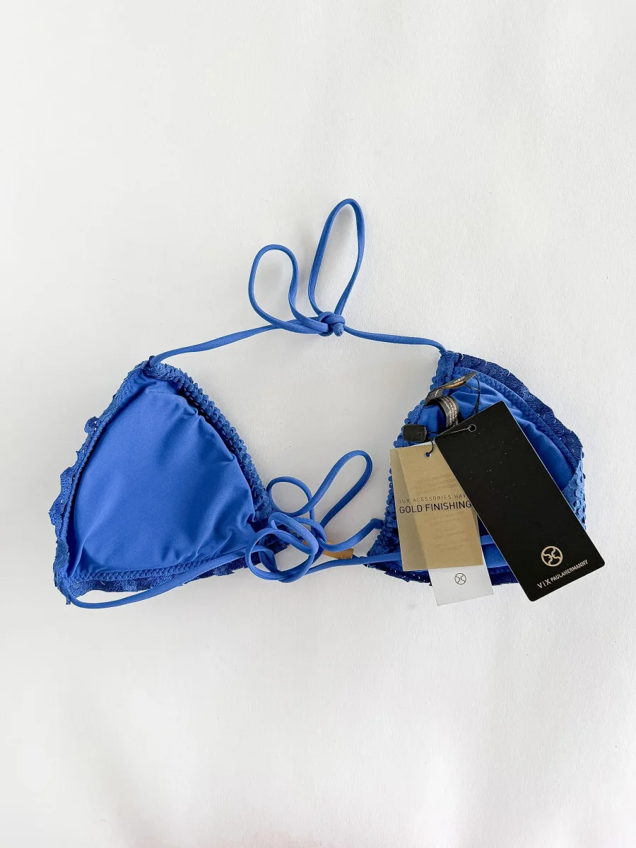 Vix Paula Hermanny Scales Ripple Tri Bikini Top In Blue - Imagen 4
