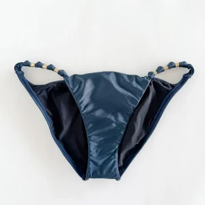 Vix Paula Hermanny Dark Blue Bikini Bottom Gold Hardware