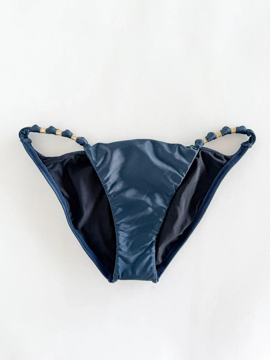 Vix Paula Hermanny Dark Blue Bikini Bottom Gold Hardware