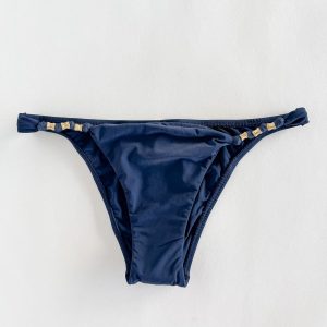 Vix Paula Hermanny Firenze Milos Navy Bikini Bottom Gold Hardware