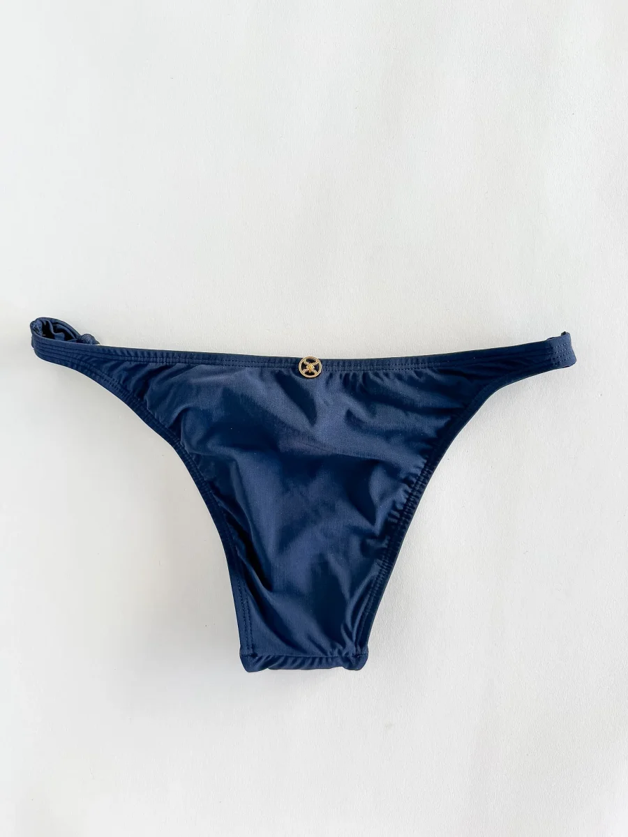 Vix Paula Hermanny Firenze Milos Navy Bikini Bottom Gold Hardware - Imagen 4