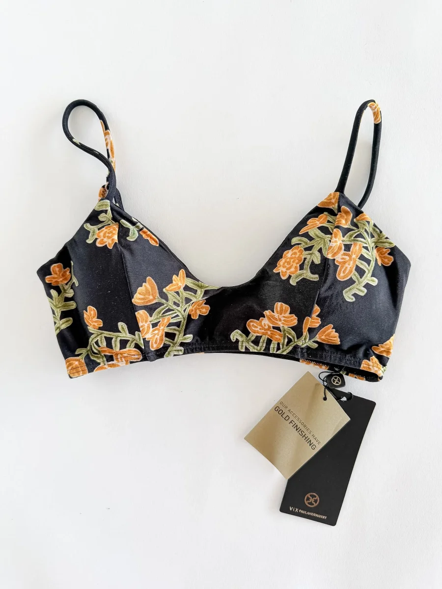 Vix Paula Hermanny Floral Black Bikini Top - Imagen 2
