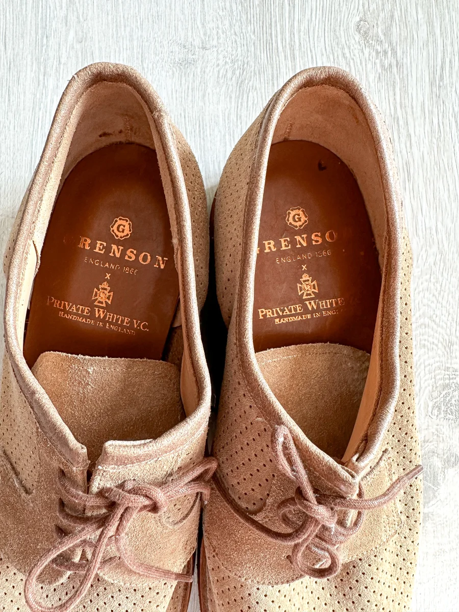 Private White V.C X Grenson Williams Perforated Suede Derby Shoe In Mushroom Brown - Imagen 5