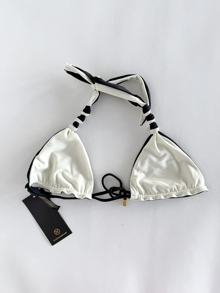 Vix Paula Hermanny Black White Revisable Bikini Top Twisted Halter - Imagen 3