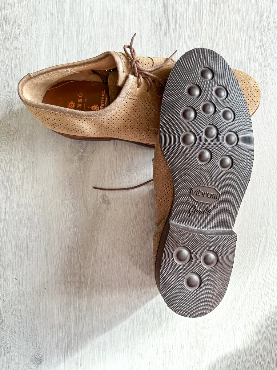 Private White V.C X Grenson Williams Perforated Suede Derby Shoe In Mushroom Brown - Imagen 8