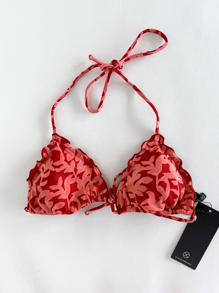 Vix Paula Hermanny Pink Floral Frill Bikini Top