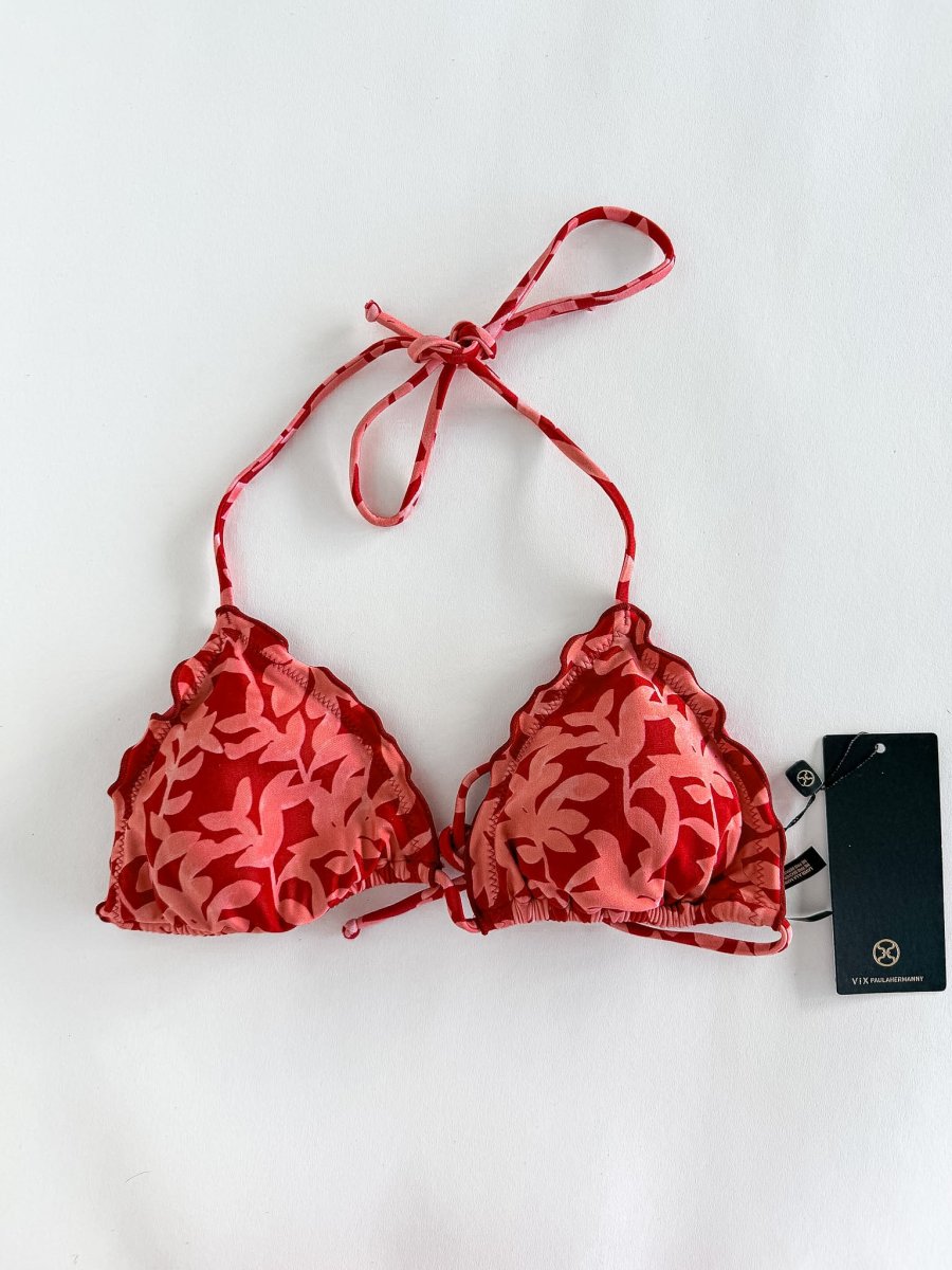 Vix Paula Hermanny Pink Floral Frill Bikini Top - Imagen 3