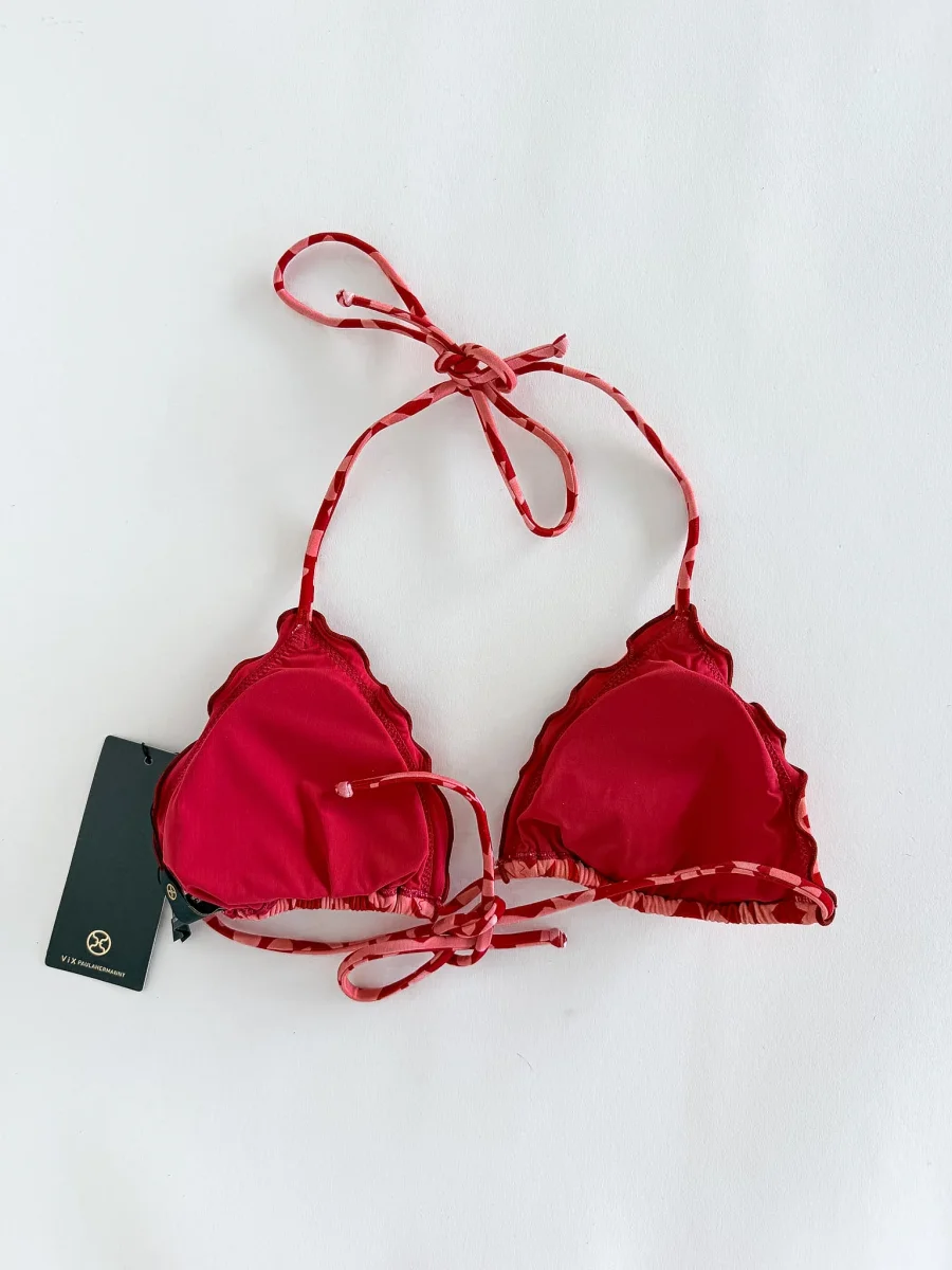 Vix Paula Hermanny Pink Floral Frill Bikini Top - Imagen 6
